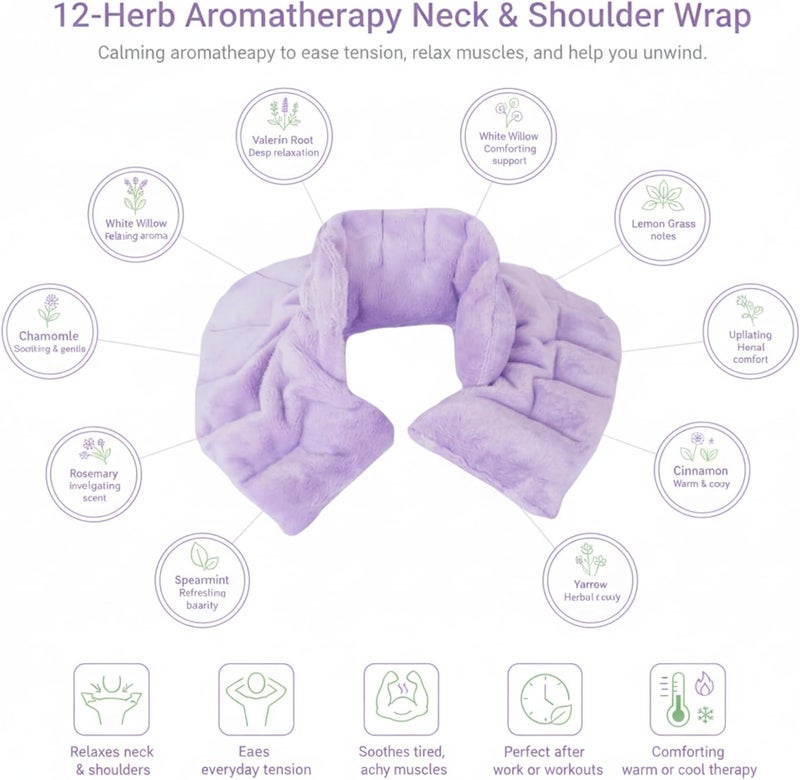 Herbal Concepts Lavender Neck Wrap - Microwavable Neck & Shoulder Therapy with 12 Natural Herbs for Hot or Cold Relief - Image 2